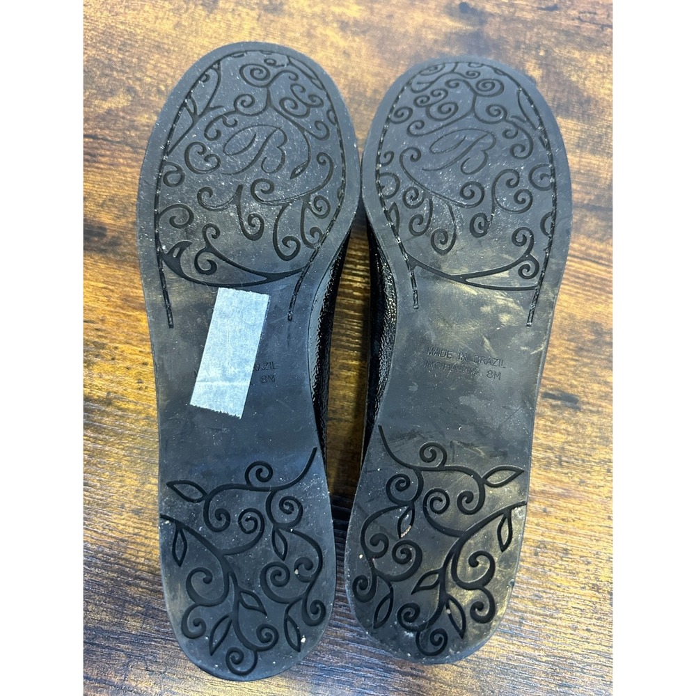 Brighton Mohawk Black Patent Leather Leopard Calf Hair Loafers 8 M Shoes Flats - Picture 10 of 16